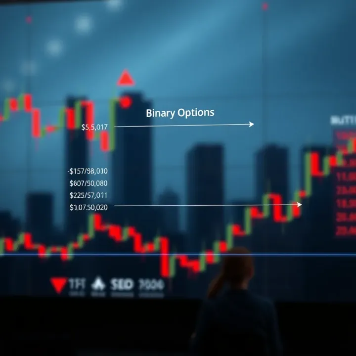 Diagram illustrating the concept of binary options trading with clear indicators for potential profit and risk