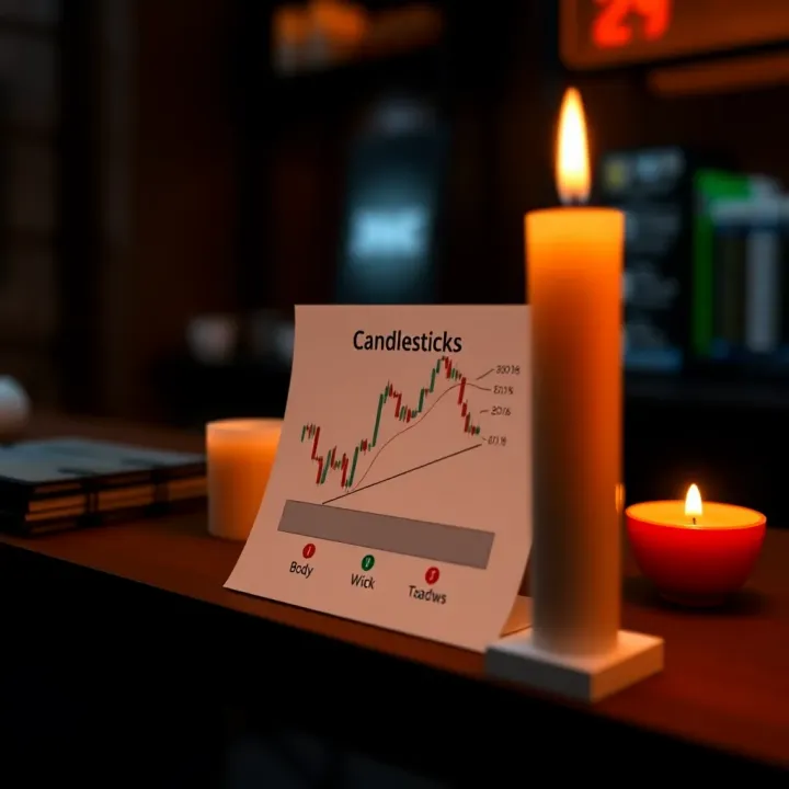 Basic Structure of Japanese Candlesticks Explained Diagram showing the basic components of Japanese candlestick including body, wick, and shadows