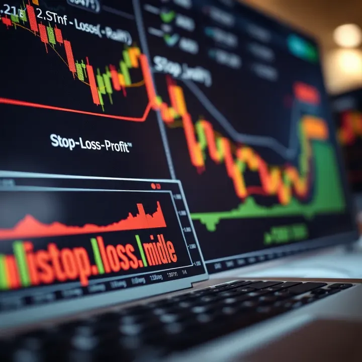 Risk management tools and charts illustrating stop-loss and take-profit strategies in forex trading