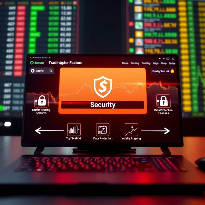 Secure digital platform showcasing trading security features and data protection icons
