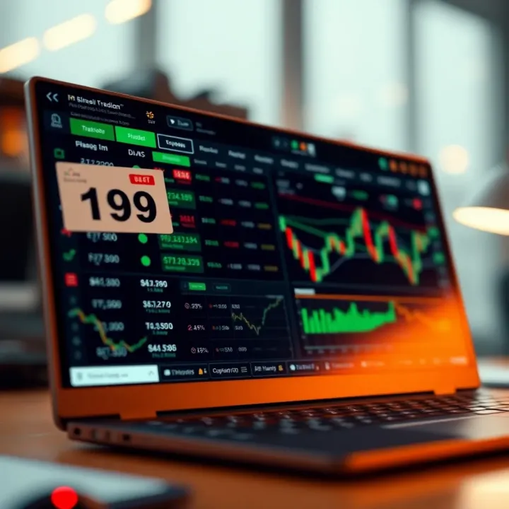 Secure digital platform interface displaying trading options and financial data for binary trading