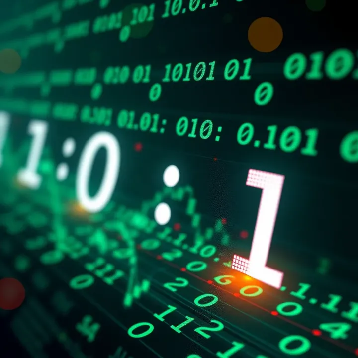 Illustration showing binary digits zero and one representing data signals