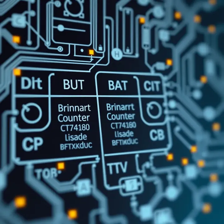 Graphical representation showing different types of binary counters and their operational flow in digital circuits