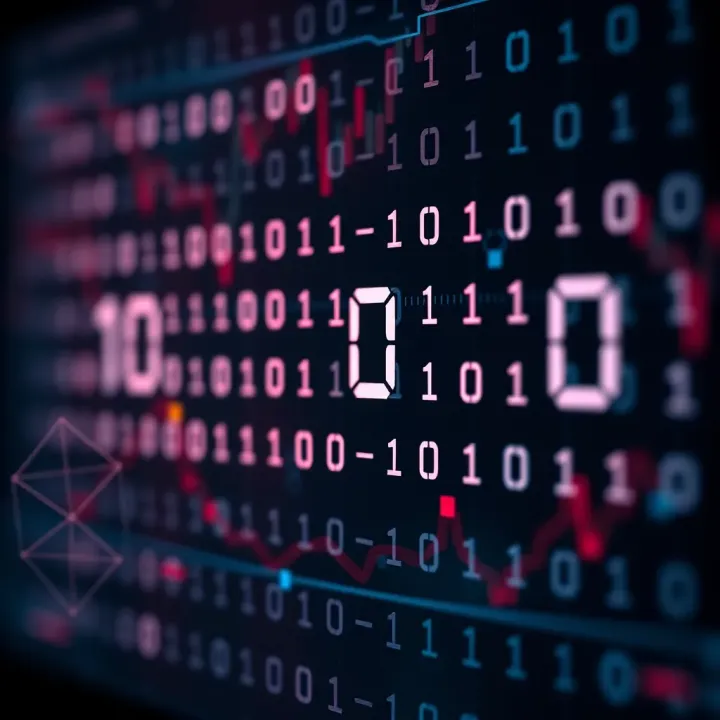 Diagram showing binary digits as ones and zeros connected to form digital data