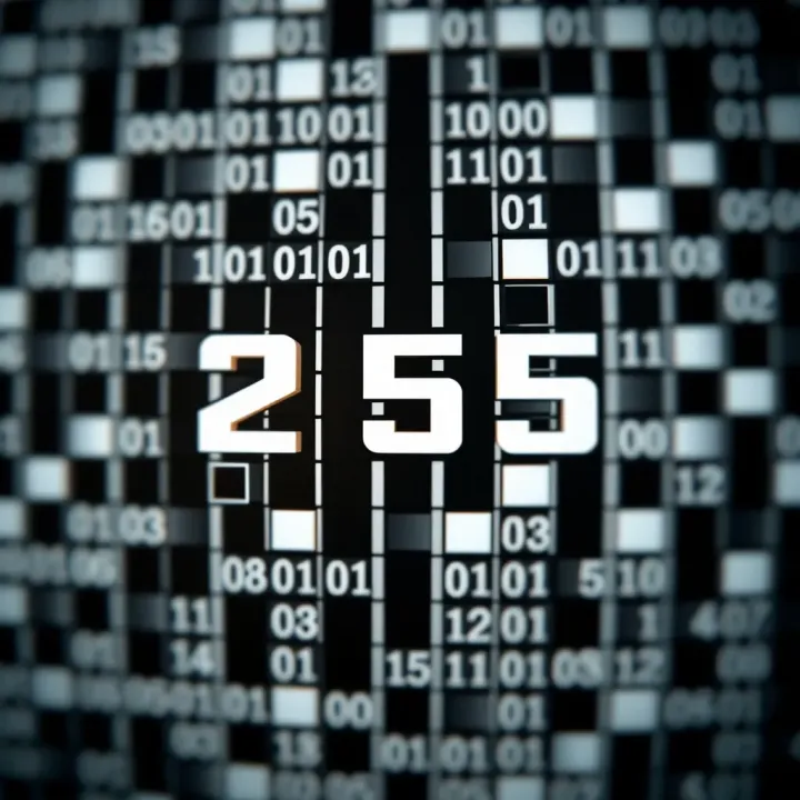 Diagram illustrating the binary representation of the highest 8-bit value using black and white squares