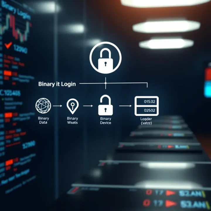 Diagram illustrating the workflow of binary login authentication showing data flow between user device and server