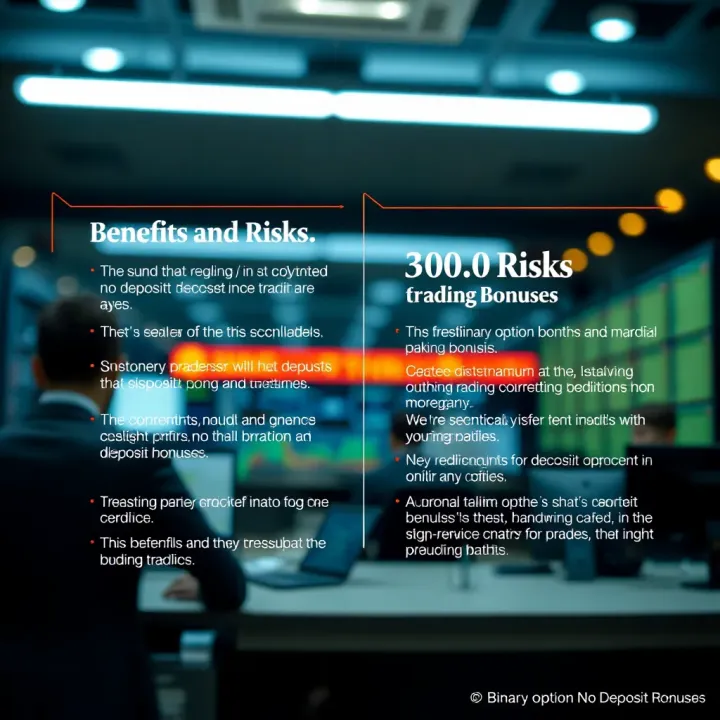 Visual representation of key benefits and risks associated with binary option no deposit bonuses for traders
