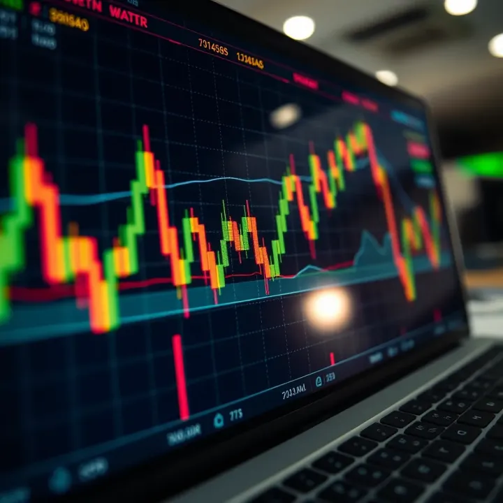 Graph illustrating market trends with highlighted binary options signals on a digital trading platform