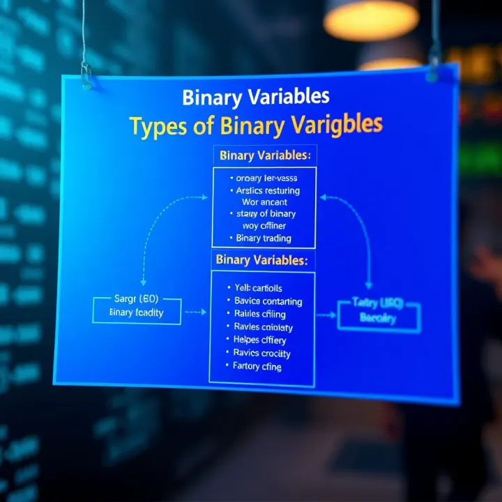 Diagram showing types of binary variables with examples in research