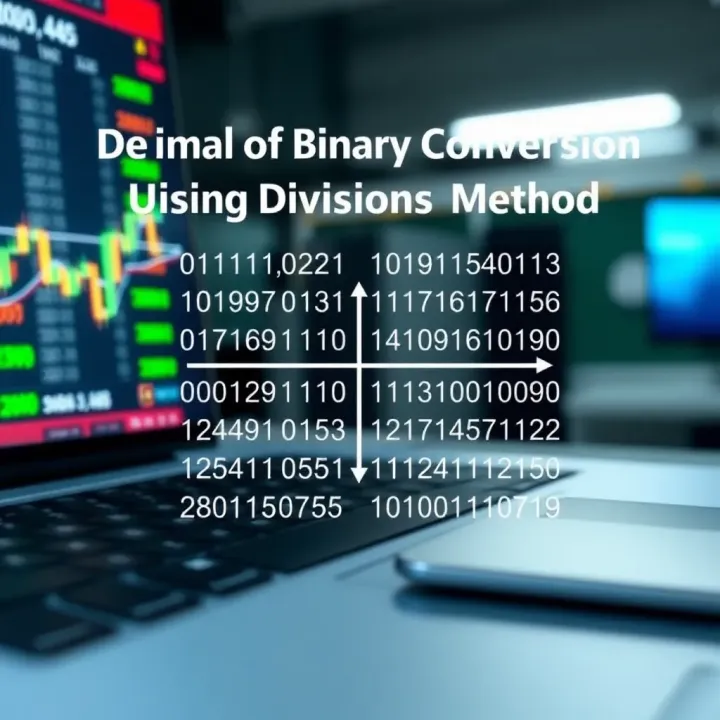 Diagram illustrating the conversion of decimal number to binary representation using division method