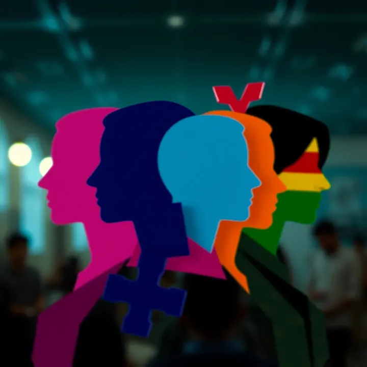 Colorful gender symbols blending to represent diverse non-binary identities