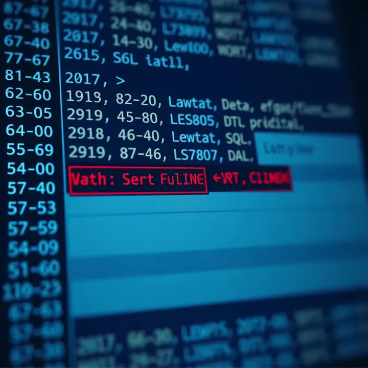 Database table showing columns with data length limits and a highlighted error indicating data truncation